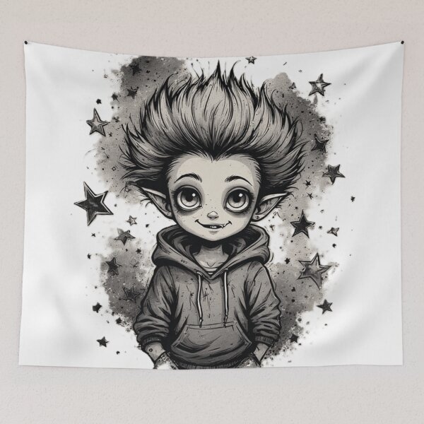 Item preview, Little Dark Star — Cute Gothic Creature Black and White Illustration designed by NegarTv Designs designed and sold by NegarTv Designs.