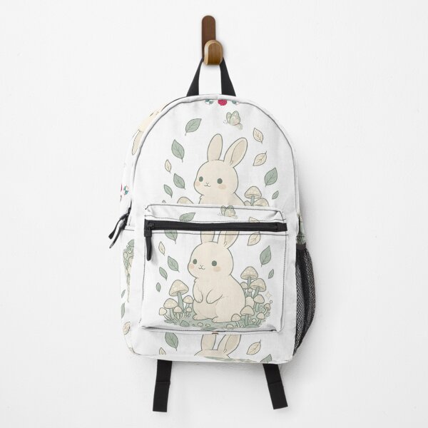 Item preview, Cute Pastel Sage Green Bunny Among Tiny Mushrooms and Gentle Leaves designed and sold by Whimsy Trail Co.