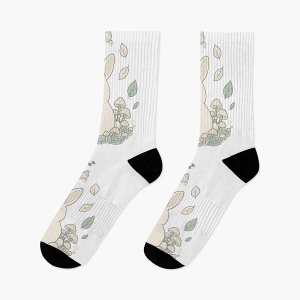 Item preview, Cute Pastel Sage Green Bunny Among Tiny Mushrooms and Gentle Leaves designed and sold by Whimsy Trail Co.