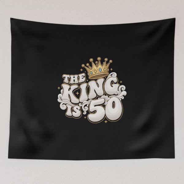 Item preview, The King Is 50 Fiftieth Birthday Men Milestone Celebration designed and sold by PopStars1993.