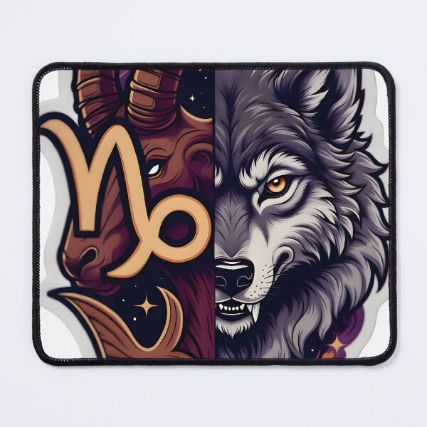 Item preview, Capricorn Symbol Wolf Split Design designed and sold by Zodiac Celestial Art.