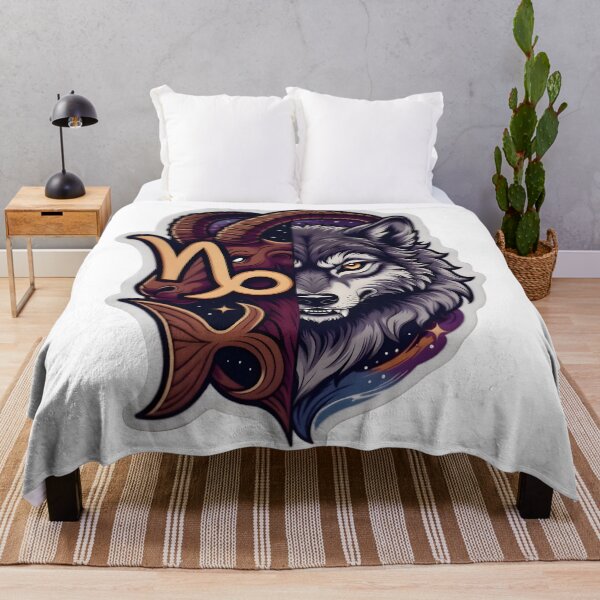 Item preview, Capricorn Symbol Wolf Split Design designed and sold by Zodiac Celestial Art.