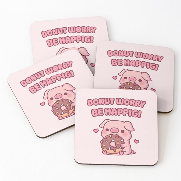 Item preview, Cute Pig Munching Donut Worry Be Happig designed and sold by rustydoodle.