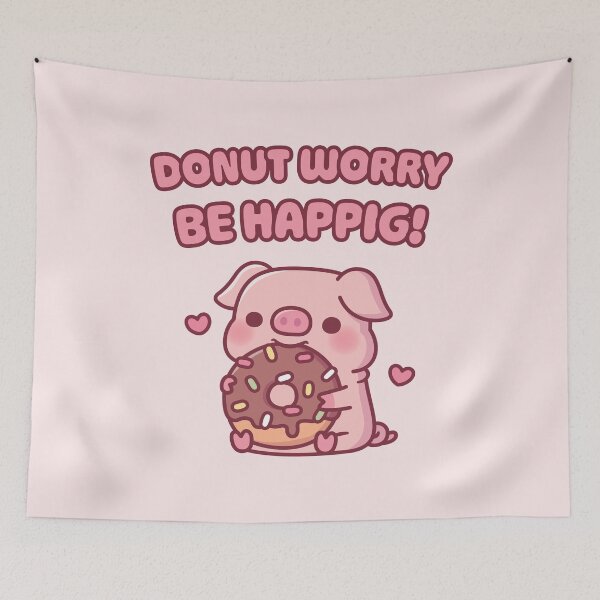 Item preview, Cute Pig Munching Donut Worry Be Happig designed and sold by rustydoodle.