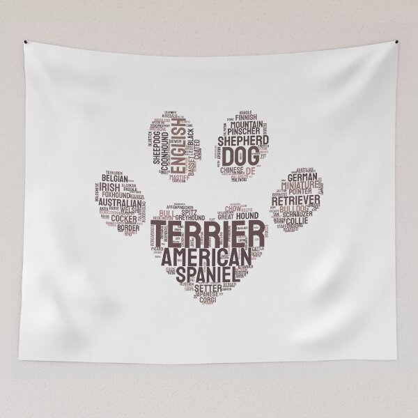Item preview, Dog Paw Print Breeds Typography Silhouette Art designed and sold by AyfuDesigns.