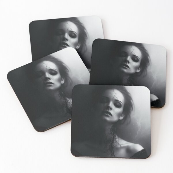 Item preview, Shattered Porcelain Woman Black and White Portrait designed and sold by NyxandVeilArt.