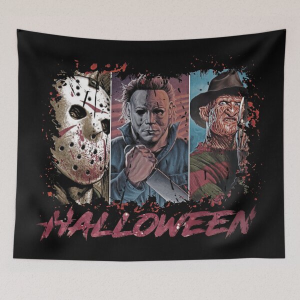 Item preview, Spooky Halloween 3 Panel Slasher Horror Villains Art designed and sold by Anselle.