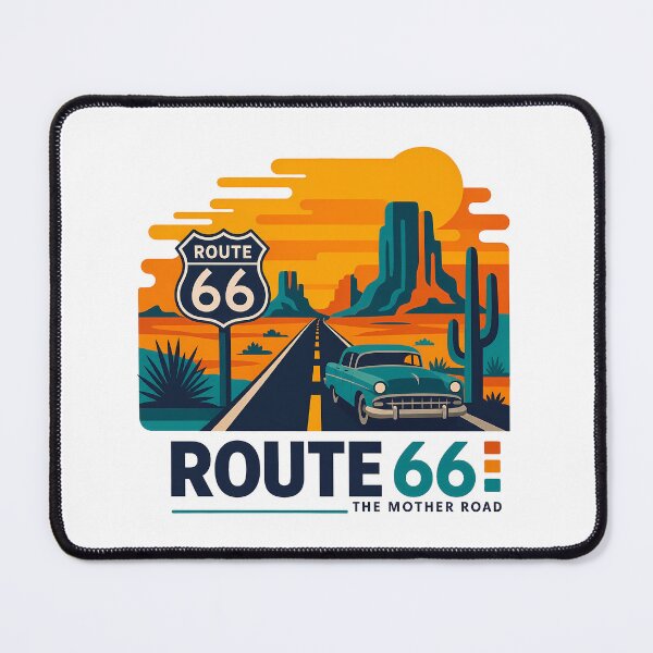 Item preview, Historic Route 66 Travel Souvenir - Classic Car & Desert Road Trip Art designed and sold by OzzFrequency.
