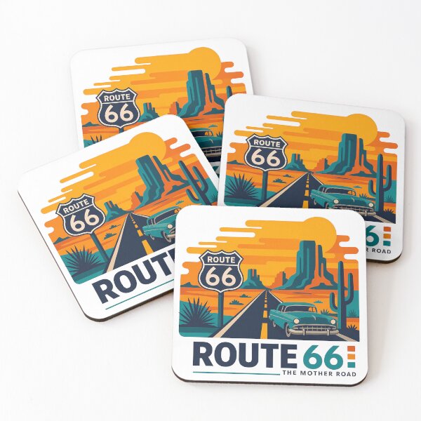 Item preview, Historic Route 66 Travel Souvenir - Classic Car & Desert Road Trip Art designed and sold by OzzFrequency.