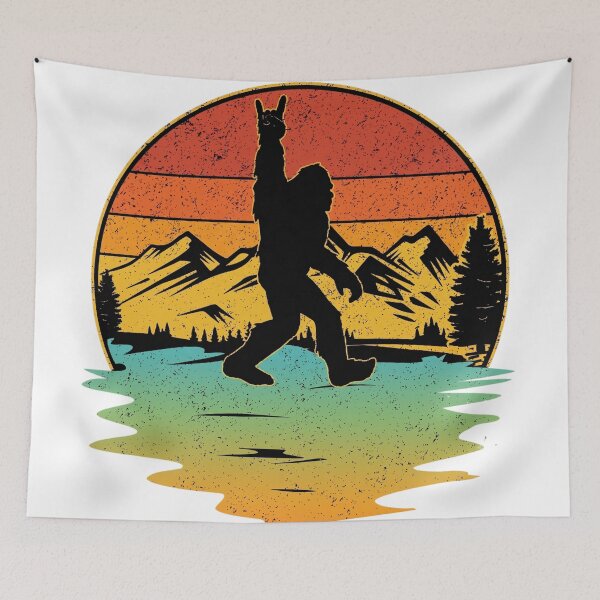 Item preview, Bigfoot Rock On Retro Vintage Sunset Mountains designed and sold by Shopeon Designs.