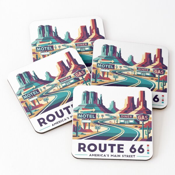Item preview, Historic Route 66 Travel Souvenir - Classic Car & Desert Road Trip Art designed and sold by OzzFrequency.