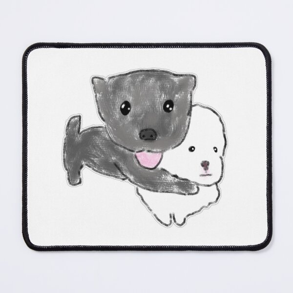 Item preview, Black Dog Hugging White Puppy Cute Art designed and sold by raun.draw.