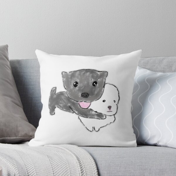 Item preview, Black Dog Hugging White Puppy Cute Art designed and sold by raun.draw.