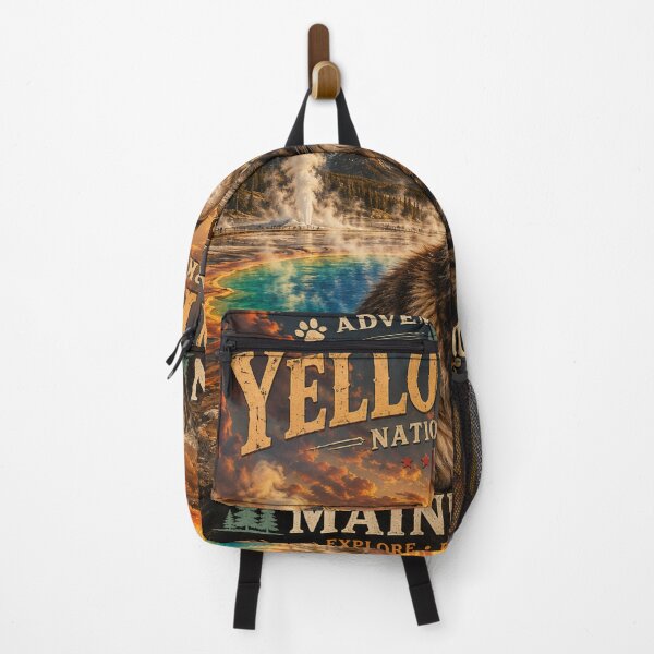 Item preview, Yellowstone National Park Maine Coon Vintage Adventure Cats™ Retro Outdoor Travel T-Shirt designed and sold by TeeVibeHaus.