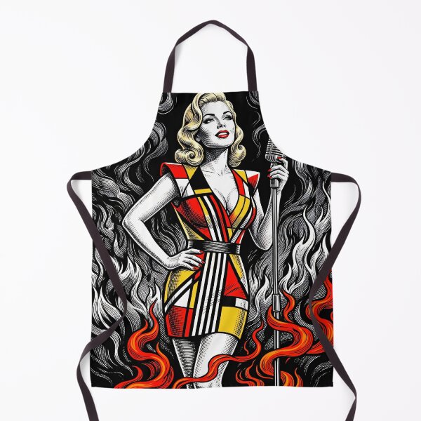 Item preview, Vintage Pop Art Singer Mondrian Dress Flames Vintage Microphone designed and sold by RAMIX-Y2K.