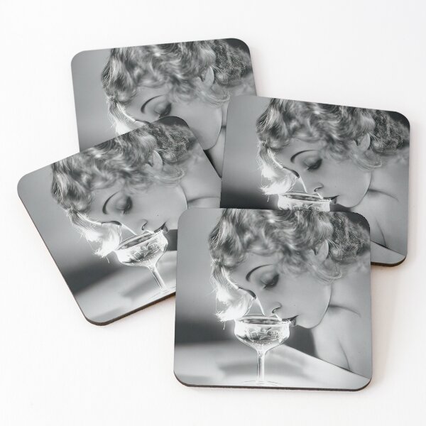 Item preview, The glamorous life - Jazz age roaring twenties blond flapper sipping champagne black and white photograph designed and sold by Astrid Arkhangelsky.