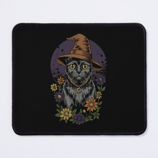 Item preview, Cute Black Witch Cat Vintage Halloween Floral T-Shirt Design designed and sold by phsycartwork.