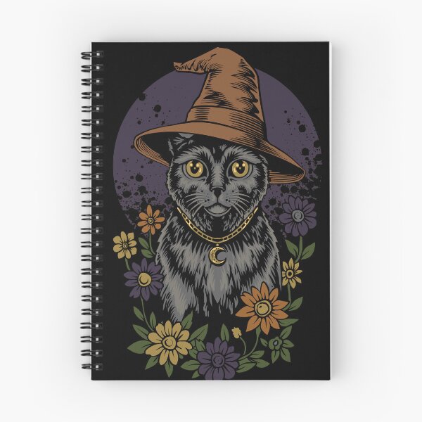 Item preview, Cute Black Witch Cat Vintage Halloween Floral T-Shirt Design designed and sold by phsycartwork.