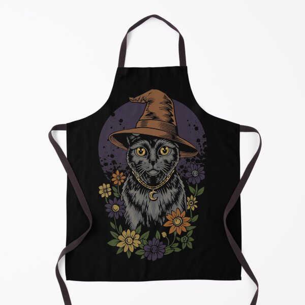 Item preview, Cute Black Witch Cat Vintage Halloween Floral T-Shirt Design designed and sold by phsycartwork.