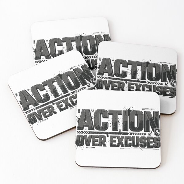 Item preview, Action Over Excuses Motivational Gym Fitness Quote designed and sold by hoille.