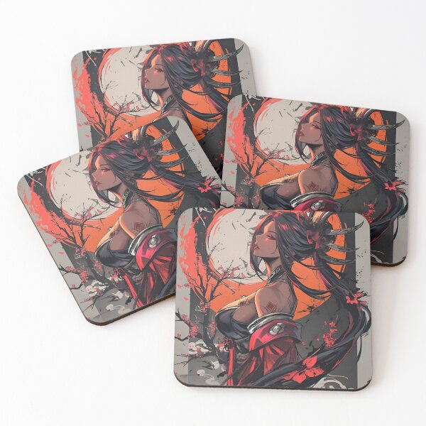 Item preview, Crimson Moon Oni Warrior Anime Art | Japanese Demon Girl Sakura Aesthetic | Dark Fantasy Samurai Illustration designed and sold by Dyan4.