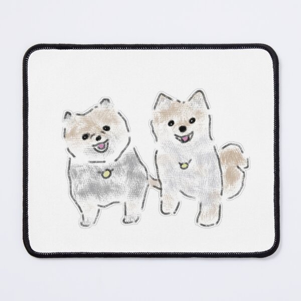 Item preview, Two Cute Smiling Pomeranians Bell Collar Art designed and sold by raun.draw.