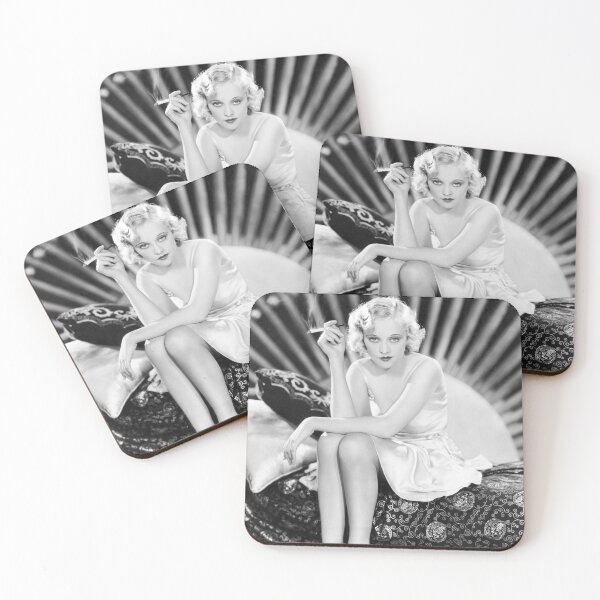 Item preview, Jazz age blond flapper smoking a cigarette fashion and glamour fine art vintage black and white photograph designed and sold by Astrid Arkhangelsky.