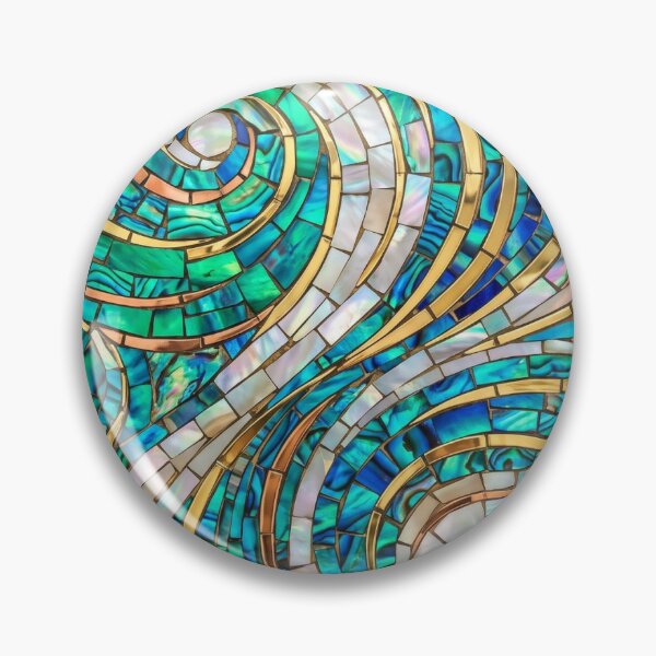 Item preview, Iridescent Abalone Shell and Mother-of-Pearl Design: Turquoise and Gold Sea Swirls designed and sold by Knightofartx25.