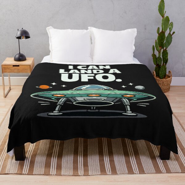 Item preview, I Can Land A UFO Retro Flying Saucer Alien Humor designed and sold by JerdbordinShop.