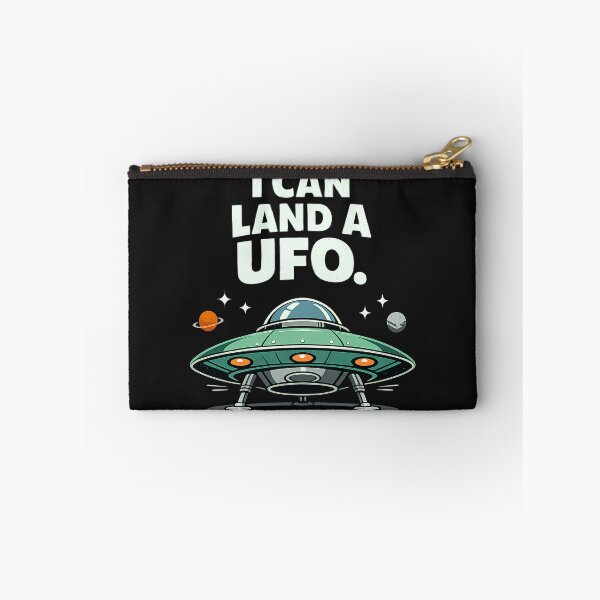 Item preview, I Can Land A UFO Retro Flying Saucer Alien Humor designed and sold by JerdbordinShop.
