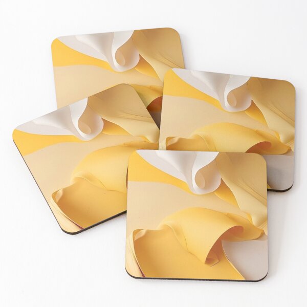 Item preview, Abstract Yellow Liquid Ribbon Waves Smooth Modern 3D Flow designed and sold by LYAN-STORE.
