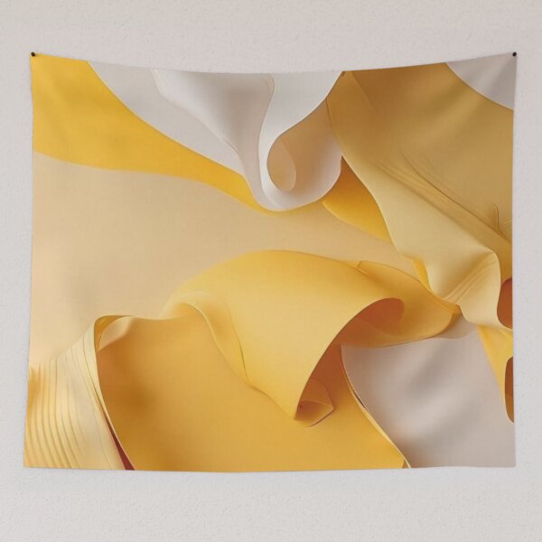 Item preview, Abstract Yellow Liquid Ribbon Waves Smooth Modern 3D Flow designed and sold by LYAN-STORE.