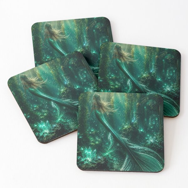 Item preview, Emerald Mermaid in the Deep Ocean designed and sold by WildWondersArt.