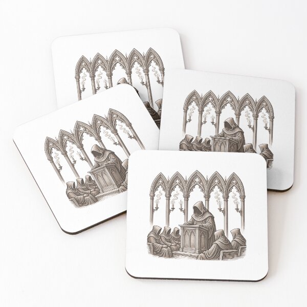 Item preview, Dark Cathedral - The Faceless Sermon Woodcut designed and sold by Neurospicy Trolls.