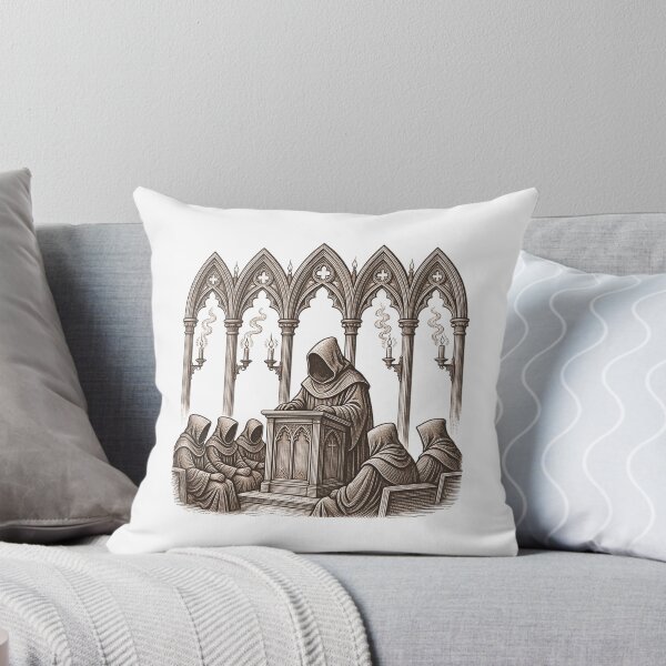Item preview, Dark Cathedral - The Faceless Sermon Woodcut designed and sold by Neurospicy Trolls.