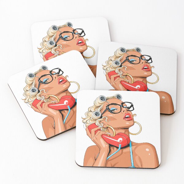Item preview, Stylish woman with a phone, retro style, 70s designed and sold by TanyaLovus.