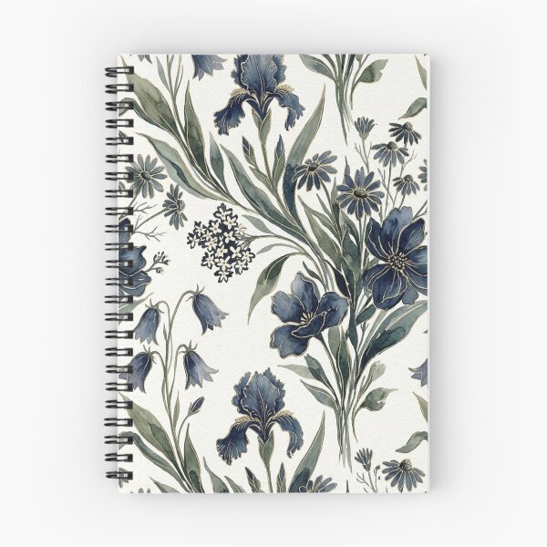 Item preview, Navy Blue Iris Floral Pattern – Botanical Bluebell Print designed and sold by FawnFeatherCo.
