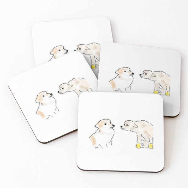Item preview, Curious Puppies Saying Hello Yellow Boots Art designed and sold by raun.draw.