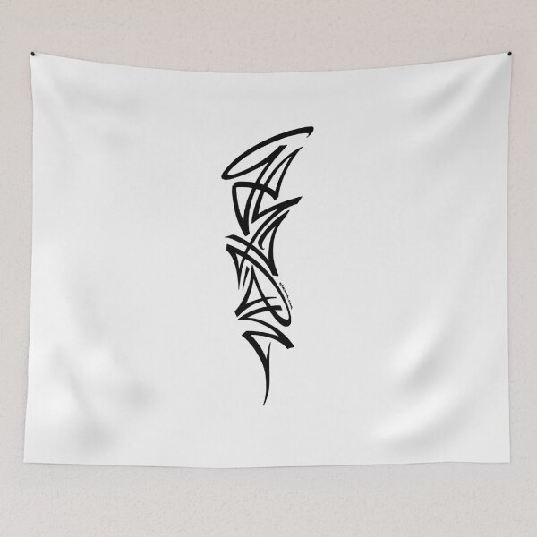 Item preview, Abstract Calligraffiti Tribal Tattoo Brush Strokes Cyberpunk Design designed and sold by elmuna.