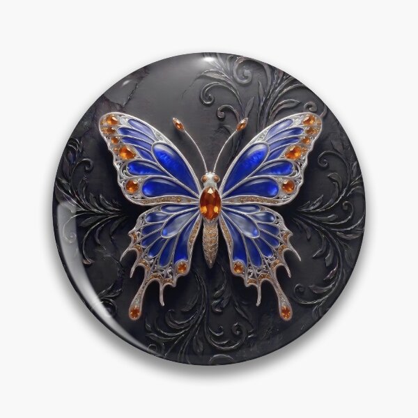 Item preview, Blue and Amber Gothic Butterfly 3D Jewel Design designed and sold by LuisWorks.