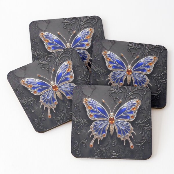 Item preview, Blue and Amber Gothic Butterfly 3D Jewel Design designed and sold by LuisWorks.