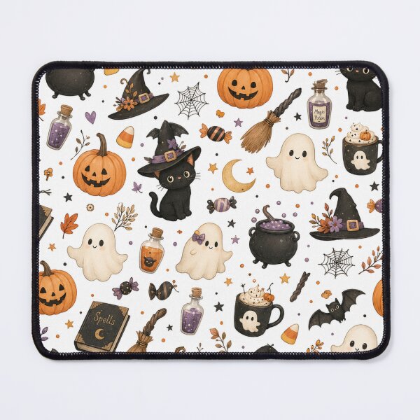 Item preview, Cute Halloween Watercolor Pattern | Black Cats, Ghosts, Pumpkins & Witch Hats designed and sold by DreamPixelPrint.