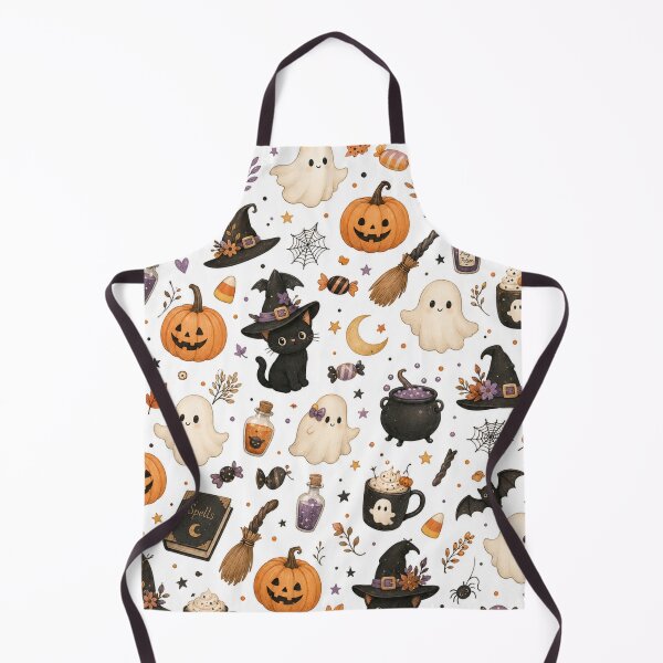 Item preview, Cute Halloween Watercolor Pattern | Black Cats, Ghosts, Pumpkins & Witch Hats designed and sold by DreamPixelPrint.
