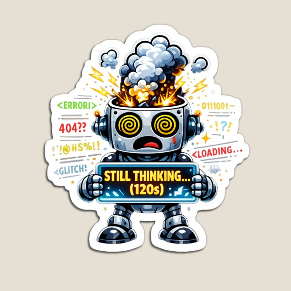 Item preview, Still Thinking AI Reasoning Meltdown Sticker and T-Shirt | Coder Gift designed and sold by PixelForge Studio2.
