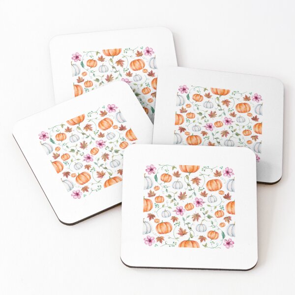 Item preview, Autumn Pumpkin Hibiscus Pattern | Halloween Watercolor Seamless Pattern | Botanical Fall Design designed and sold by Nolmo.