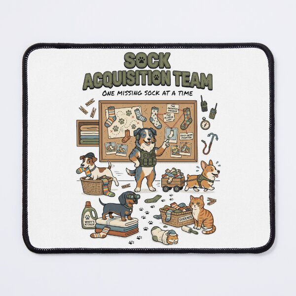 Item preview, Sock Acquisition Team | Funny Dog Lover Design | Dog Laundry Humor Illustration | Pet Lifestyle Graphic designed and sold by SAJ Design Studio.