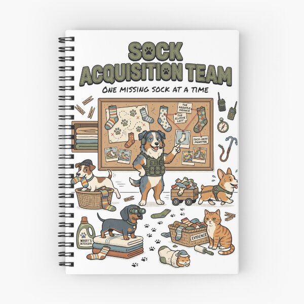 Item preview, Sock Acquisition Team | Funny Dog Lover Design | Dog Laundry Humor Illustration | Pet Lifestyle Graphic designed and sold by SAJ Design Studio.