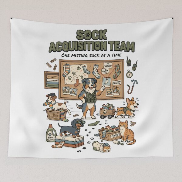 Item preview, Sock Acquisition Team | Funny Dog Lover Design | Dog Laundry Humor Illustration | Pet Lifestyle Graphic designed and sold by SAJ Design Studio.