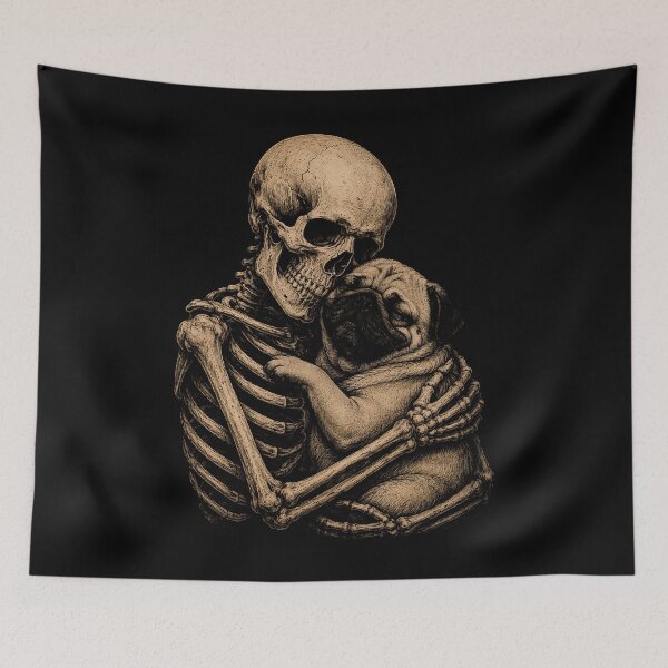 Item preview, Skeleton and Pug Embrace Design Halloween designed and sold by rafaeltto.
