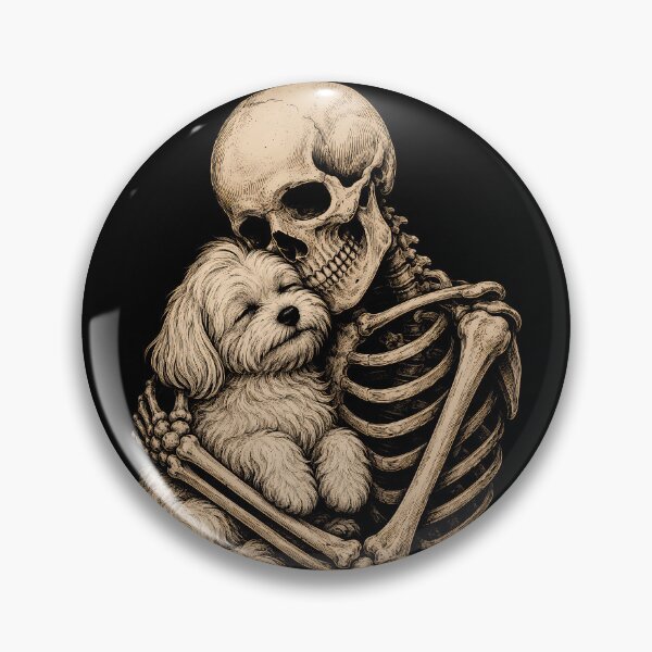 Item preview, Skeleton cuddling a fluffy dog illustration halloween designed and sold by rafaeltto.